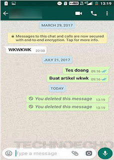 cara menarik pesan whatsapp yang sudah terkirim