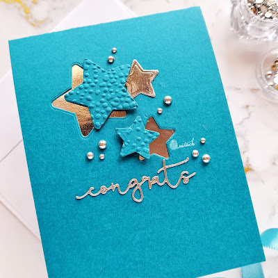 Dry embossing diecuts, negative and positive die cuts, quillish, CAS card, Congratulations card