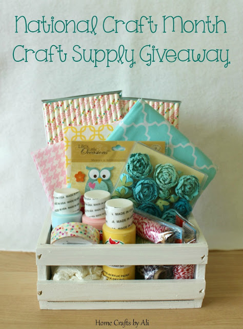 National Craft Month Craft Supply Giveaway spring paint fabric paper straws stickers bakers twine washi tape paper flowers