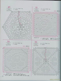 Motivos Quadrados e Sextavado de Crochê Com Gráfico 16