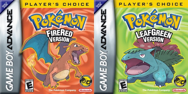 Game covers for the Pokemon games, FireRed and LeafGreen for Gameboy Color
