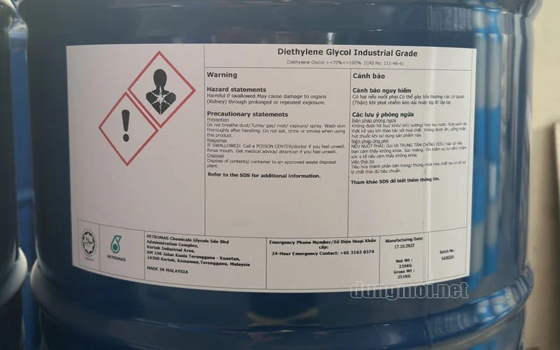 Hóa chất Diethylene Glycol (DEG) Petronas - Malaysia