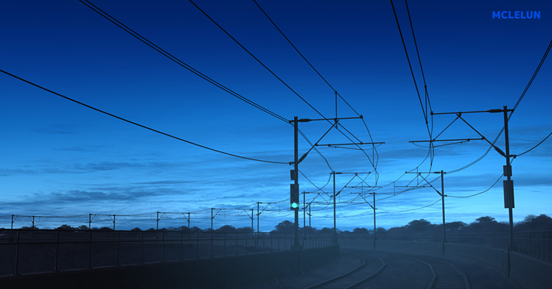blue evening anime landscape animation