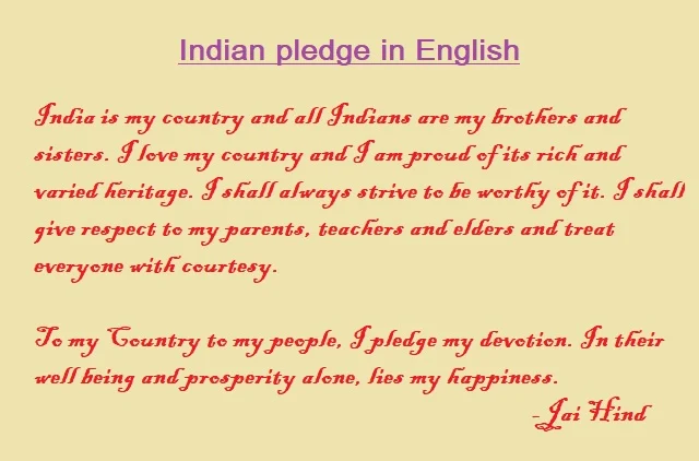 Indian pledge in English