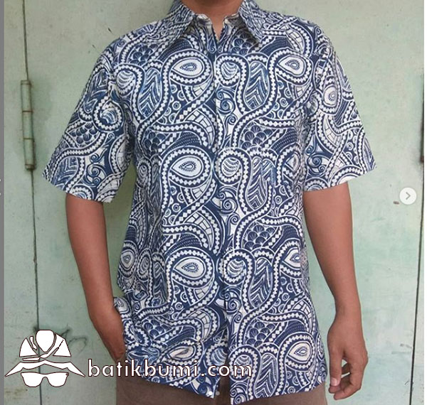 Kemeja Batik Slimfit Motif Cakra Biru