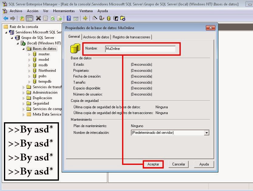 Base de datos MuOnline