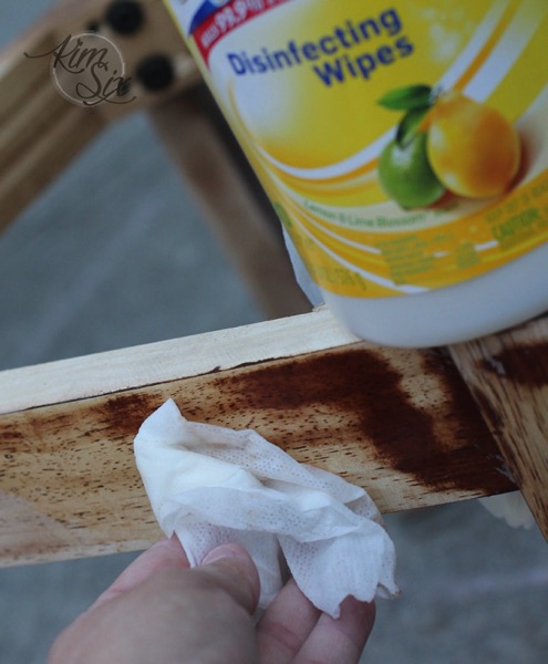 Degreasing sanded desk chair