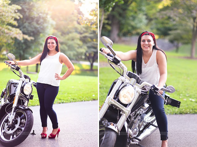 senior girl with motorcycle