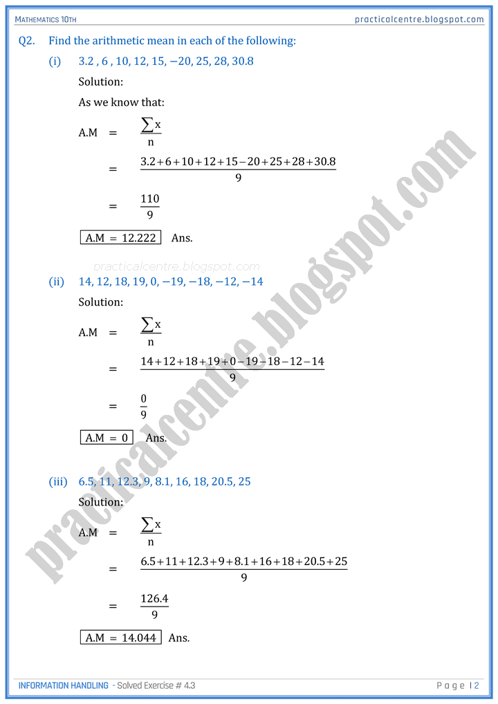 information-handling-exercise-4-3-mathematics-10th