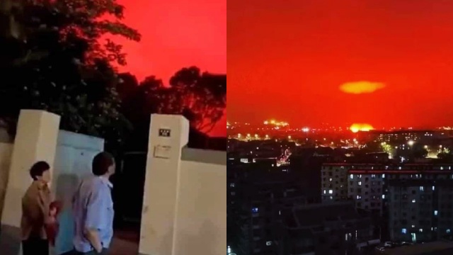 Diyakini Pertanda Buruk, Langit di China Berwarna Merah Darah