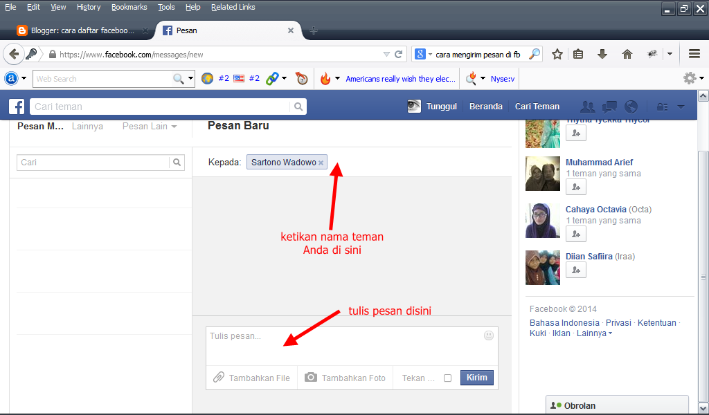 Bagaimana caranya mengirim pesan kesemua teman facebook