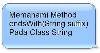 dengan menguji apakah akhiran dari suatu string merupakan urutan dari aksara tertentu  Memahami Method endsWith(String suffix) Pada Class String