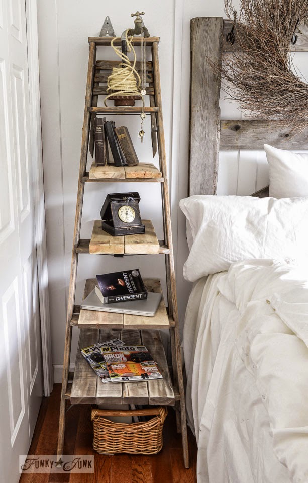 Chipping with Charm: Ladder Love, Funky Junk Interiors on Hometalk...http://www.chippingwithcharm.blogspot.com/