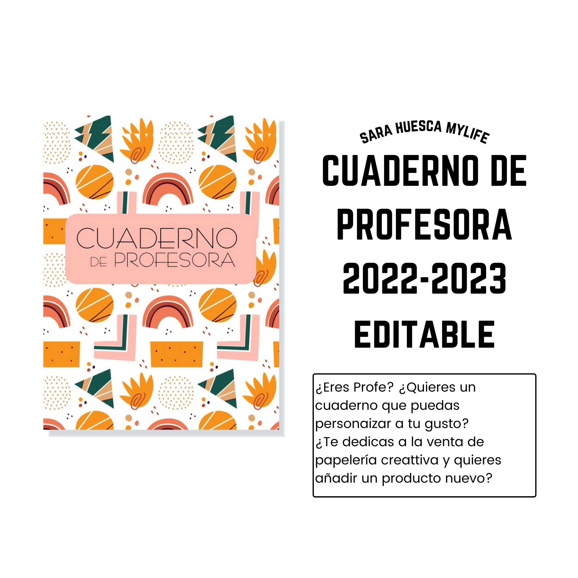 cuaderno de profesora, curso escolar, editable, powerpoint, licencia comercial, planificadores, horarios, listados