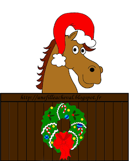 Noël - cheval - bonnet - couronne