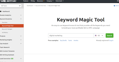 SEMRush for keyword research Digital Marketing