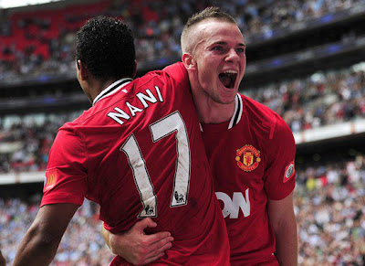 Nani and Cleverley Manchester United v Manchester City Community Shield