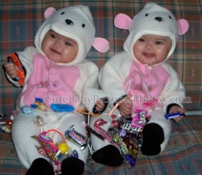 Twin Babies in Costumes