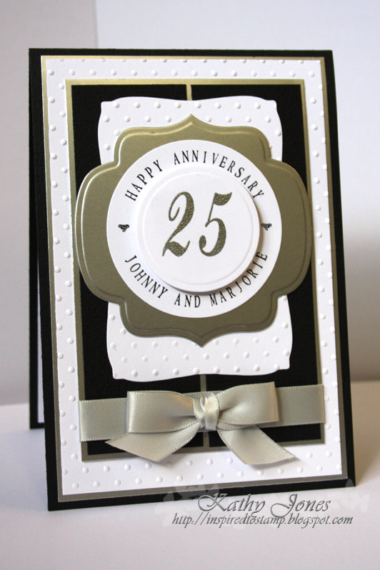 Handmade 25th Silver Wedding Anniversary Card Bling Design