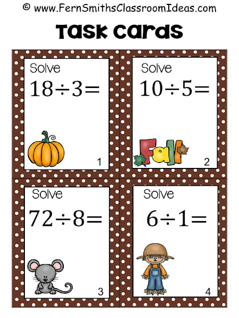  Fern Smith's Classroom Ideas Fall Multiplication and Division Task Cards and Printables at TeacherspayTeachers. Perfect for Back to School or Autumn.