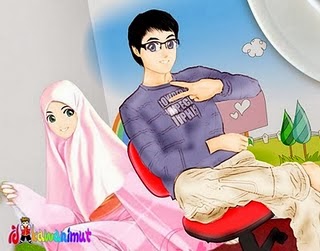 Gambar gambar kartun  muslim romantis  Terbaik dan Terbaru 