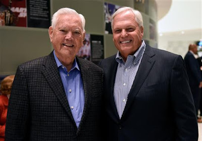 NASCAR Hall of Famer Junior Johnson (left) and NASCAR Hall of Fame inductee Rick Hendrick