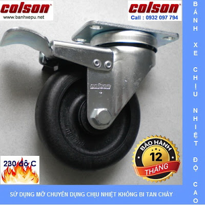 Bánh xe nhựa chịu nhiệt Colson 3 inch xoay khóa | A2-3346-52HT-BRK4 banhxedayhang.net