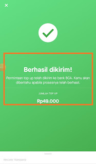 contoh pembayaran sukses menggunakan bca one klik 