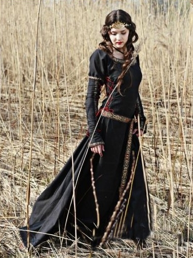 Black Cotton Medieval Dress