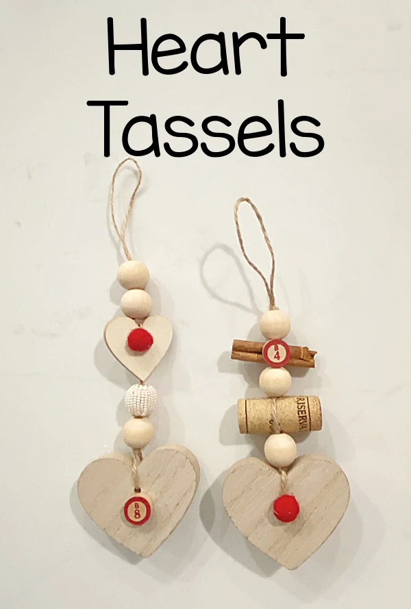 heart tassels with overlay