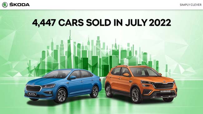 ŠKODA AUTO INDIA MAINTAINS SALES IMPETUS THROUGH JULY 2022