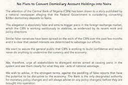 No Plans to Convert Domiciliary Account Holdings into Naira...