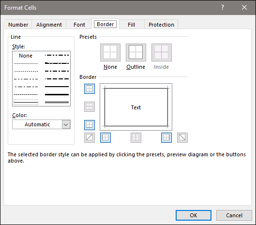 effetti alle celle selezionate in Excel