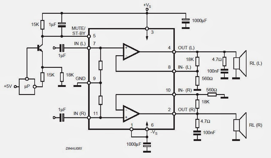  skema  power  amplifier BTL  Power  Amplifier Menggunakan IC 