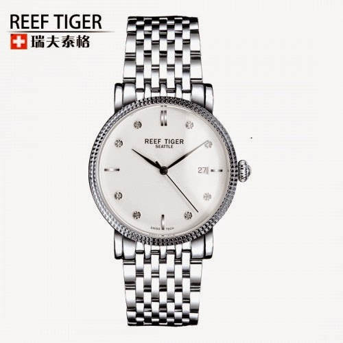  Seattle City Impression White Dial Diamond/Stick Markers Full Steel Watch