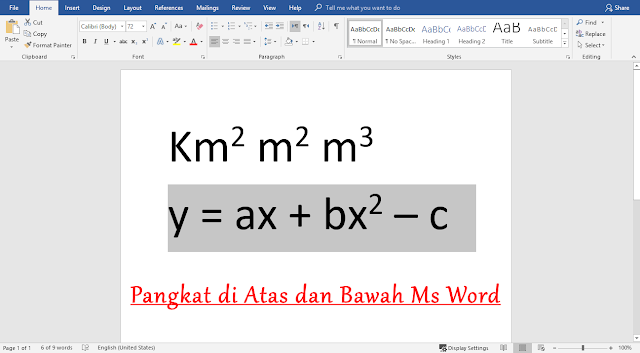 cara membuat pangkat di microsoft word