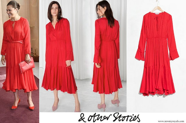 Crown Princess Victoria wore And Other Stories Tie Neck Midi Dress