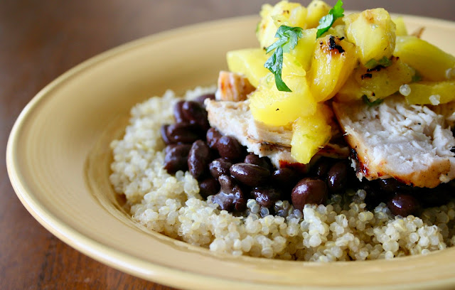 Cuban Mojo Pulled Pork Quinoa Bowls with Pineapple Salsa