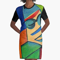 Cubist dress with Picaso-style study design