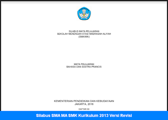 Silabus SMA MA SMK Kurikulum 2013 Versi Revisi