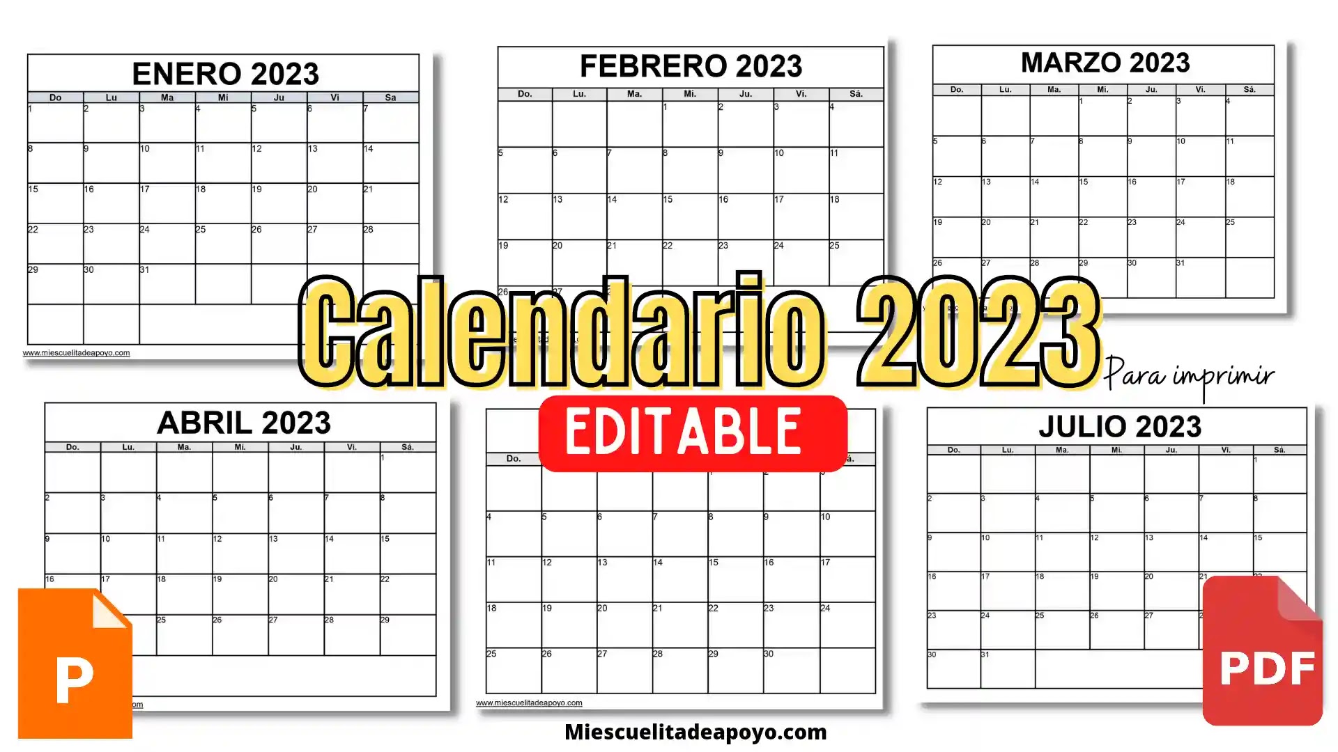 Calendario 2023  Almanaques para imprimir, Horarios para imprimir,  Manualidades sencillas y bonitas