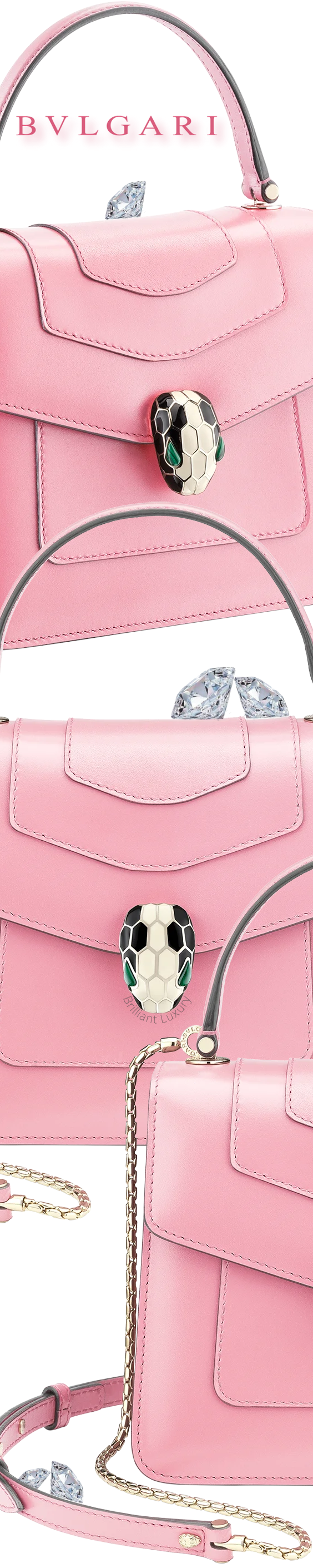 ♦Bvlgari Serpenti Forever crossbody bag in flamingo quartz calf leather #bvlgari #bags #brilliantluxury