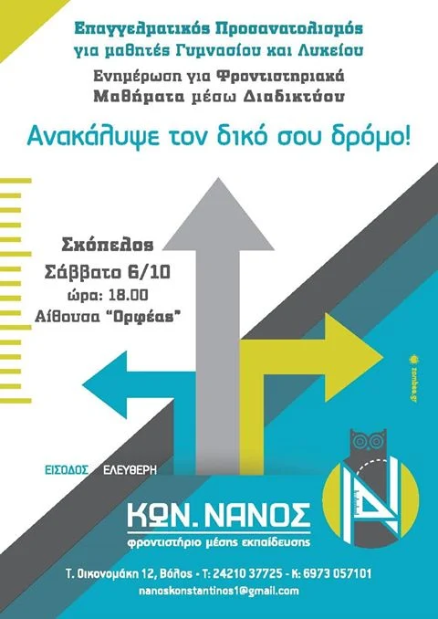 Παρουσίαση & ενημέρωση μαθημάτων μέσω διαδικτύου από τον Κωνσταντίνο Νάνο / Σκόπελος