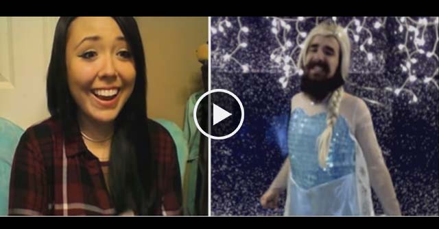 This Guy Surprises People In Front Of Webcam  by Recreating "Let It Go" Music Video.