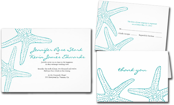  Turquoise Starfish Wedding Invitations