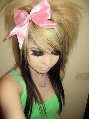 Emo Hair Style With Sexy Young Girl And Butterfly