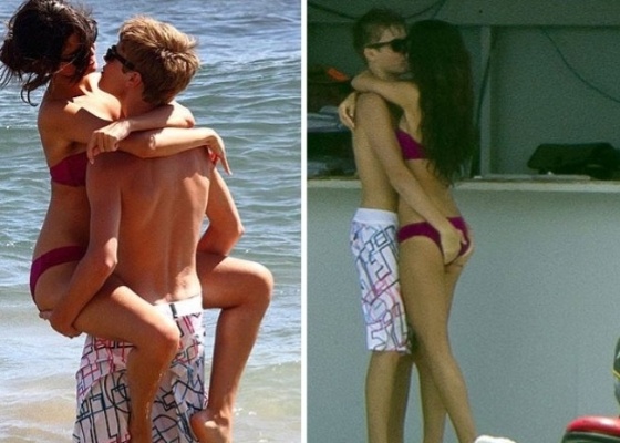 O cantor Justin Bieber 17 e a namorada a atriz e cantora Selena Gomez