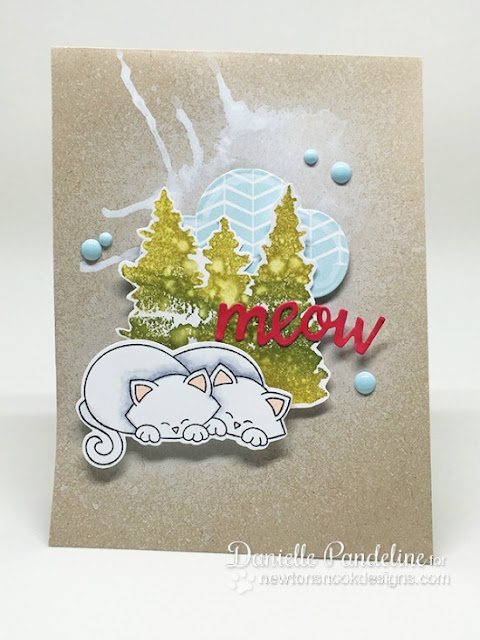 Snuggling kitties card by Danielle Pandeline | Stamp sets & Dies by Newton's Nook Designs #newtonsnook