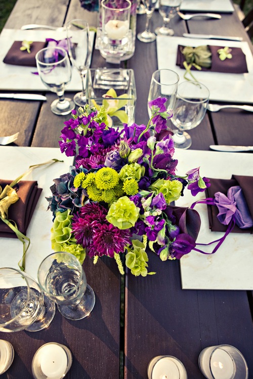 purple wedding centerpieces mason jar