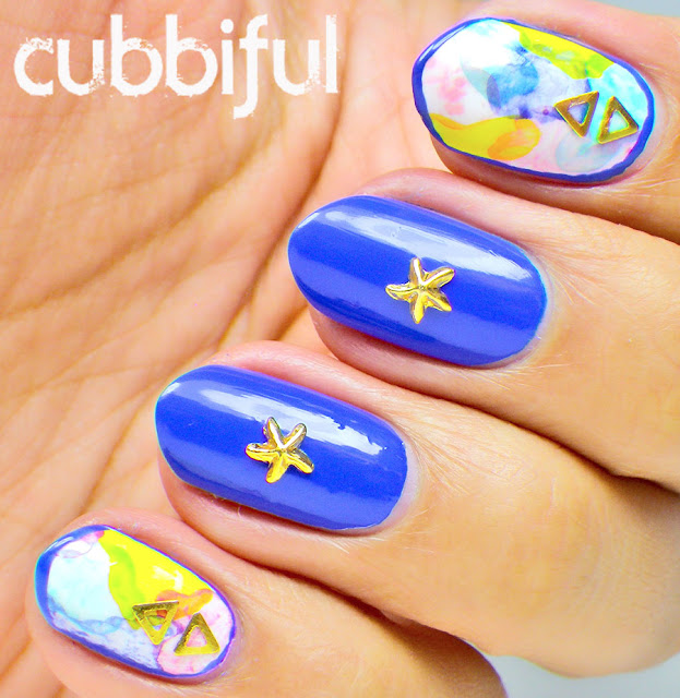 Starfish Studs and Watercolour Nails